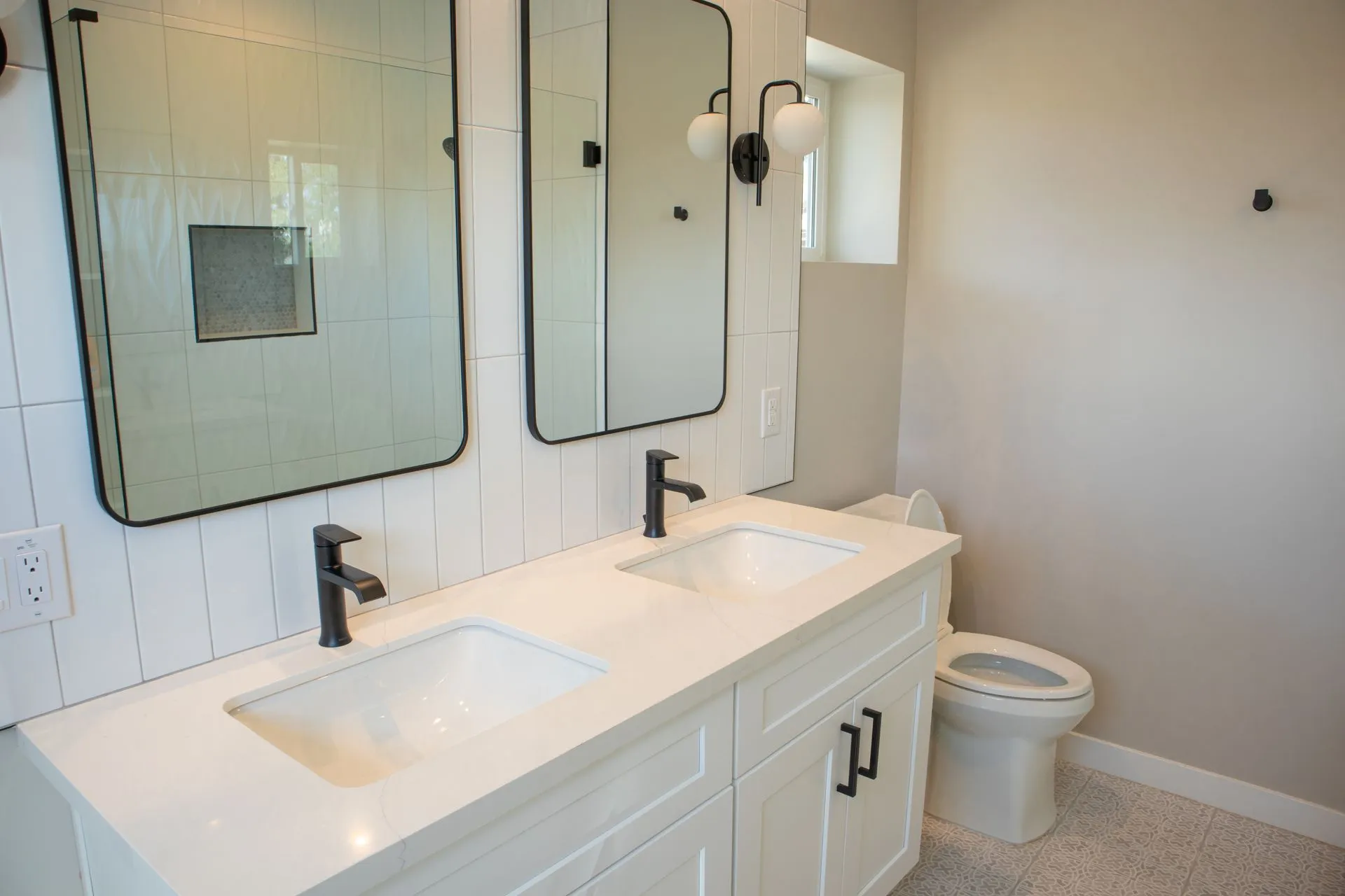 Modern bathroom vanity in a casita project